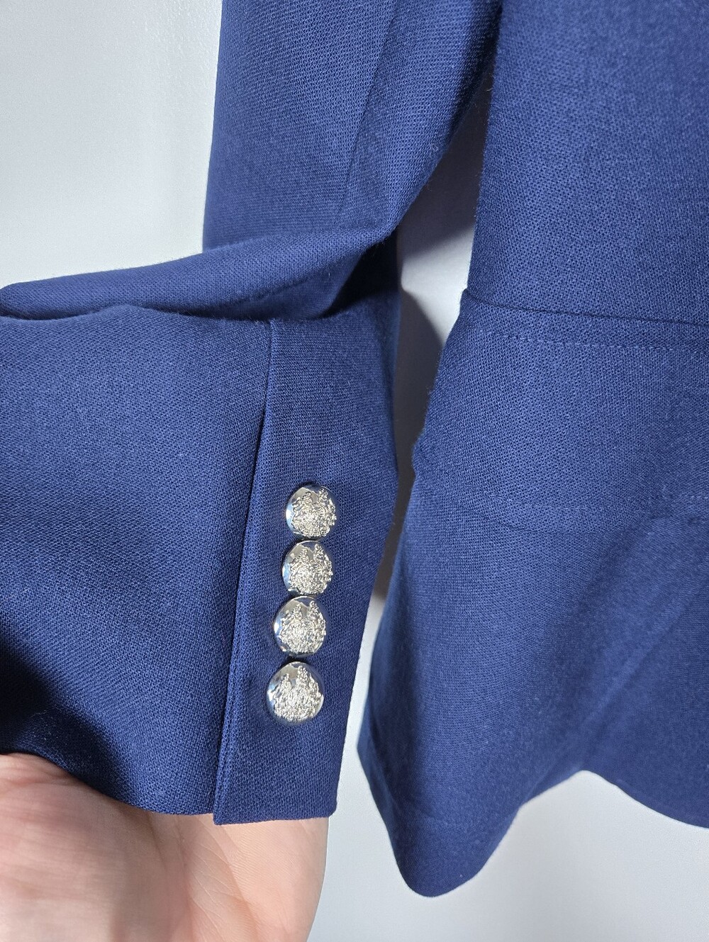 NEW Lauren Ralph Lauren Navy Blue Wool Blazer Jacket 12 Silver Buttons Crest - Picture 8 of 16